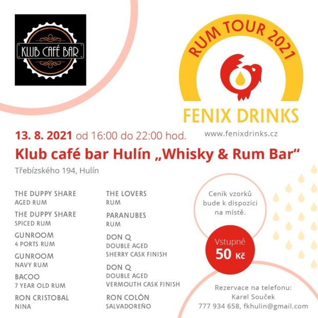 Fenix Drinks Rum Tour: 13. srpna 2021, Hulín