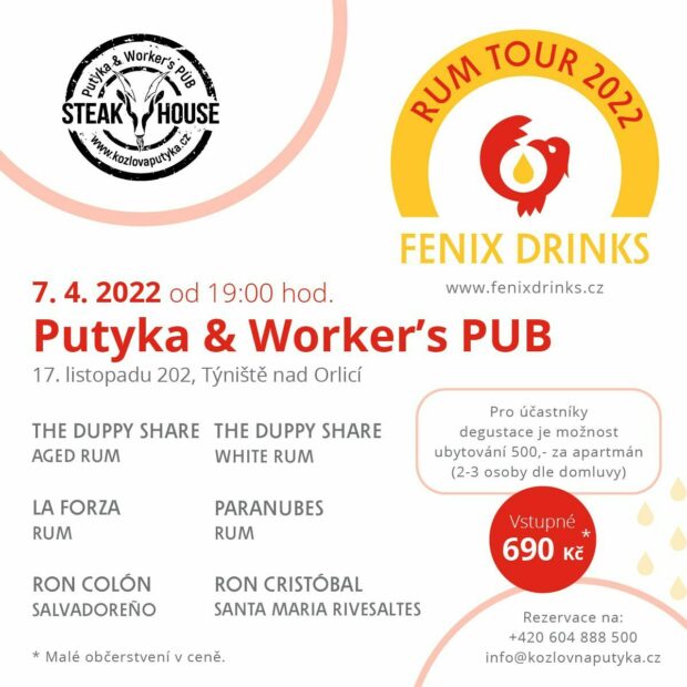 Fenix Drinks Rum Tour: 7. dubna, Putyka & Worker's Pub, Týniště nad Orlicí