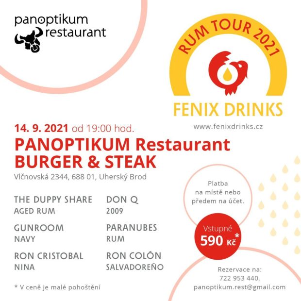 Fenix Drinks Rum Tour: 14. září, Panoptikum Restaurant, Uherský Brod